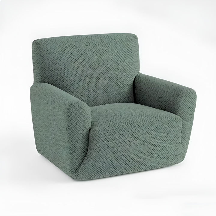 Housse de fauteuil en jacquard effet tressé Alba de couleur vert clair vue 360°