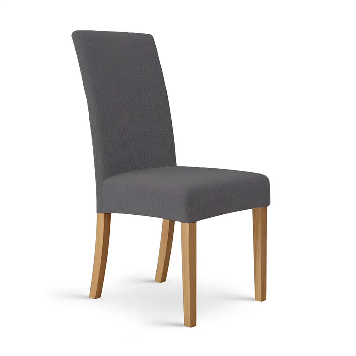 housse de chaise en jacquard imperméable tanya gris foncé vue 360°