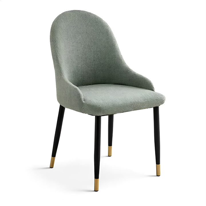 housse de chaise arrondie avec accoudoirs en jacquard Esmée de couleur vert clair vue 360°