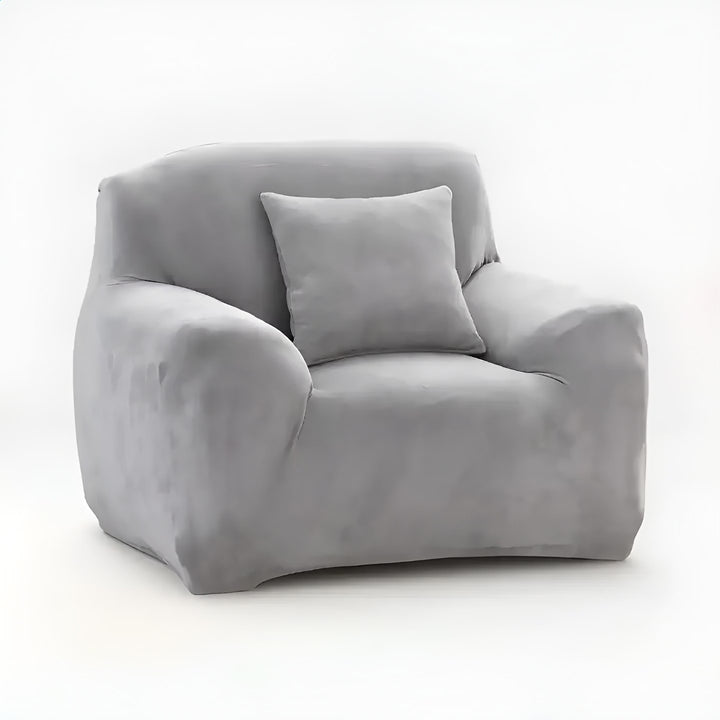 Housse de fauteuil en velours Céline de couleur gris clair vue 360°