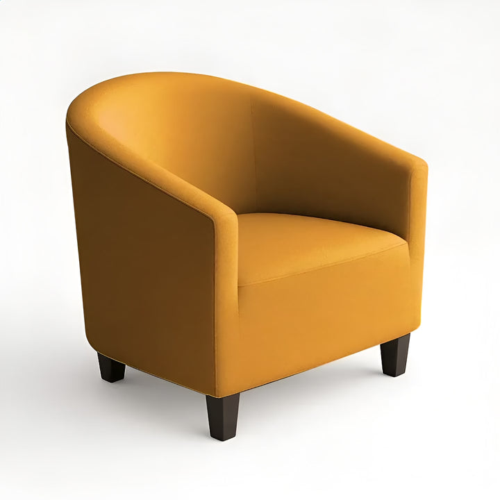 Housse de fauteuil extensible en tissu Doriane  moutarde vue 360°